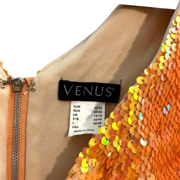 VENUS Iridescent Sequin Peach/Pink Cocktail Dress- Size Medium - Picture 9 of 12